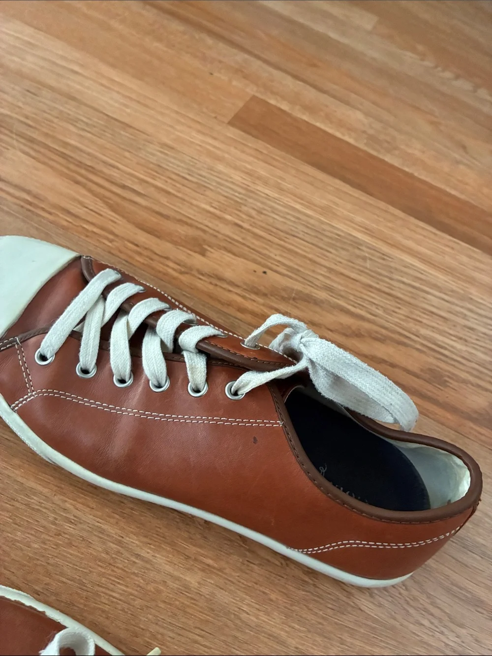 Cole Haan Men's Tan Brown Leather Low-Top Sneakers with White Accents